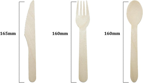 Image of Disposable Wooden Cutlery Set (360 PCS) - Natural Eco Friendly Party Pack of Birchwood Knives, Forks & Spoons - Lightweight, Durable & Safe Tableware for Home, Office, Picnic & Outdoor Party