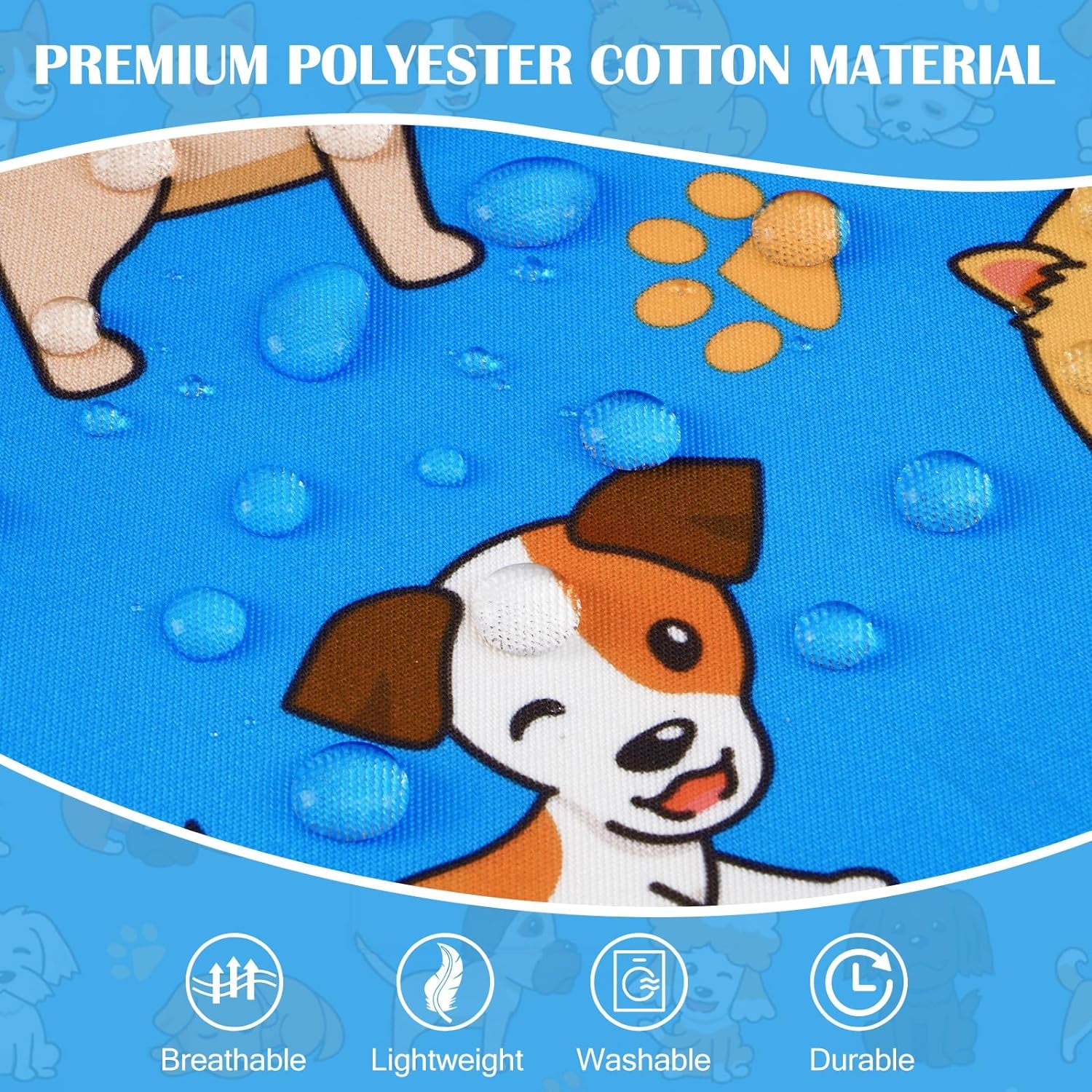 Cute Pets Kids Apron, Cartoon Dog Puppy Kitchen Apron with Pockets, Adjustable Chef Aprons for Toddler Boys Girls, Waterproof Cooking Apron for Painting Baking Gardening, Gifts, 19.7" X 23.6"