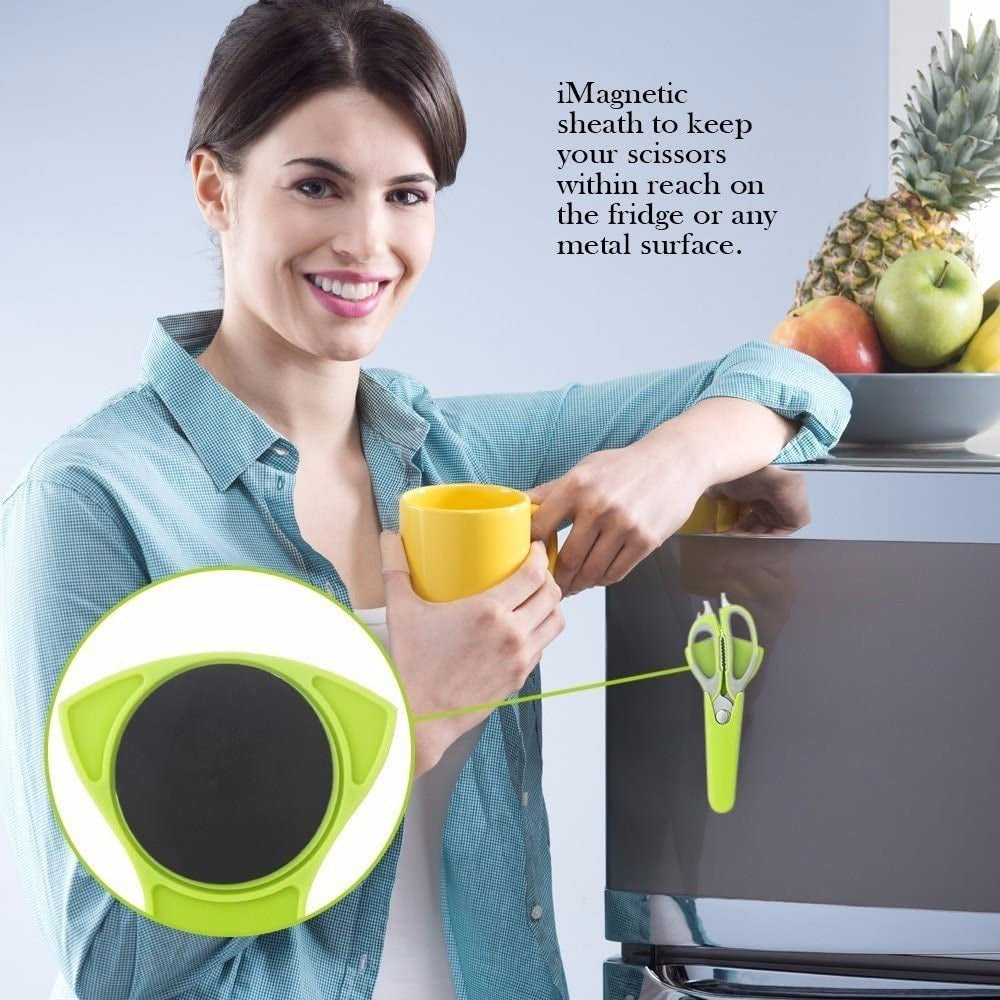 Multifunction Kitchen Food Scissors, Detachable Stainless Steel Heavy Duty Culinary Scissors, 7-In-1 Household Shears with Magnetic Holder, for Cut Poultry Meat Bone Vegetables Fruit Seafood (Purple)