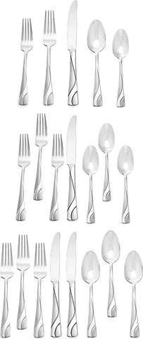 Image of River 20 Piece Everyday Flatware, Service for 4 18/0 Stainless Steel, Silverware Set