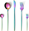 Rainbow Silverware Set 20-Piece, Stainless Steel Flatware Set Service for 4,  Unique Utensils with Long Fork Spoon Teaspoon, Mirror Rainbow Silverware, Colorful Cutlery for Home Kitchen