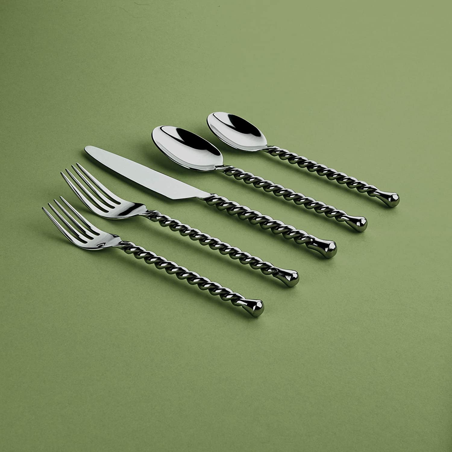20-Piece Silverware Silver Tear Collection Polished Stainless Steel Flatware Sets, Service for 4