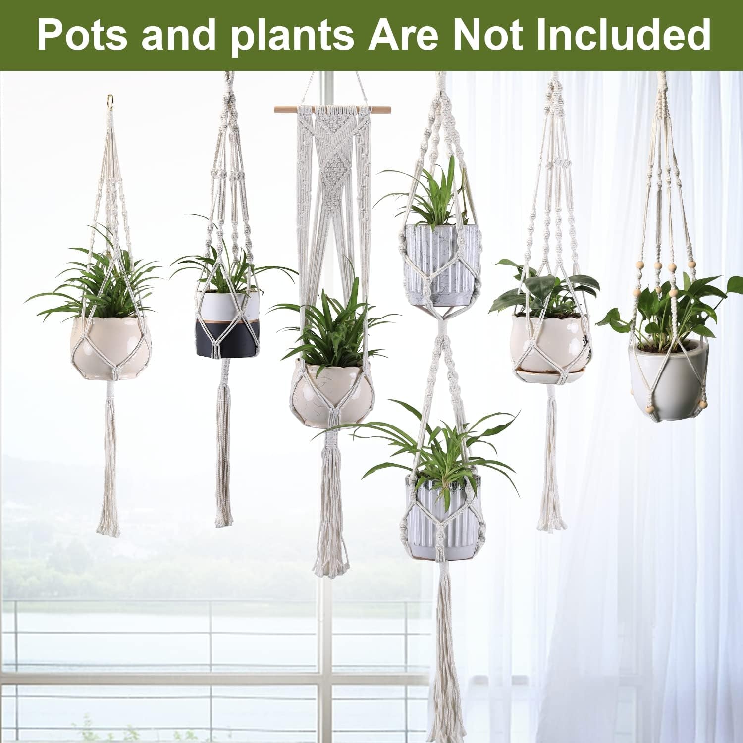 6 Pack Plant Hanger Indoor Hanging Planter Basket for Indoor Plants Hanging Plant Holders Indoor Hanging Plant Pot for Plants Hanging Planters for Indoor Plants