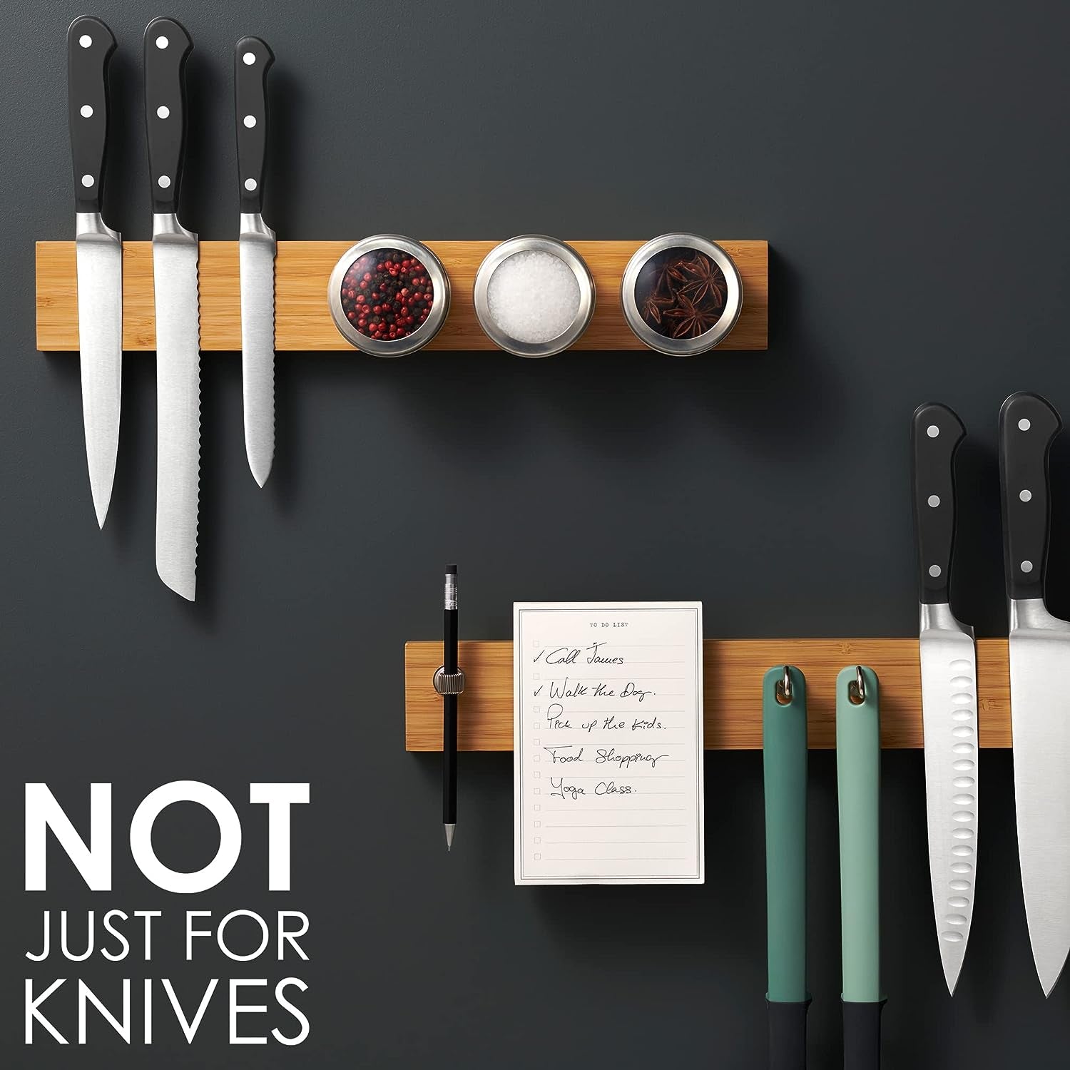 Magnetic Knife Holder for Wall with Extra Strong Magnet - 16 Inch - Knife Magnetic Strip in Bamboo for Knives, Utensils and Tools - by