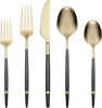 Gaze Black/Gold Satin Banded Piece Flatware Set, 20 Count, No Color