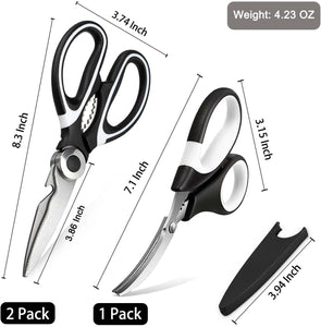 Kitchen Scissors 3 Pack - Lifetime Replacement Warranty - Heavy Duty Stainless Steel Cooking Shears for Cutting Meat, Food, Fish, Poultry Multipurpose Sharp Sissors for Dishwasher Safe