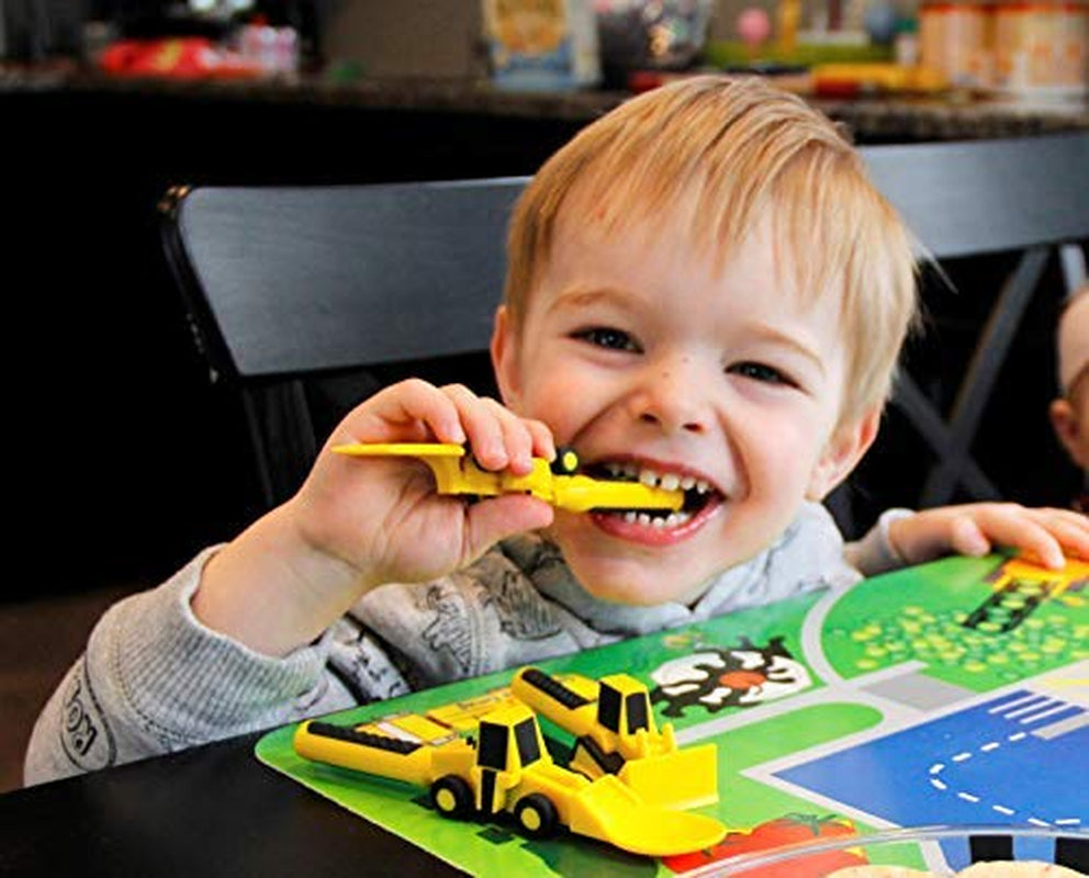 - Toddler Utensils Made in USA - Construction Silverware for Toddlers - Construction Utensils for Kids - Construction Eating Set with Excavator Fork and Spoon - Constructive Eats