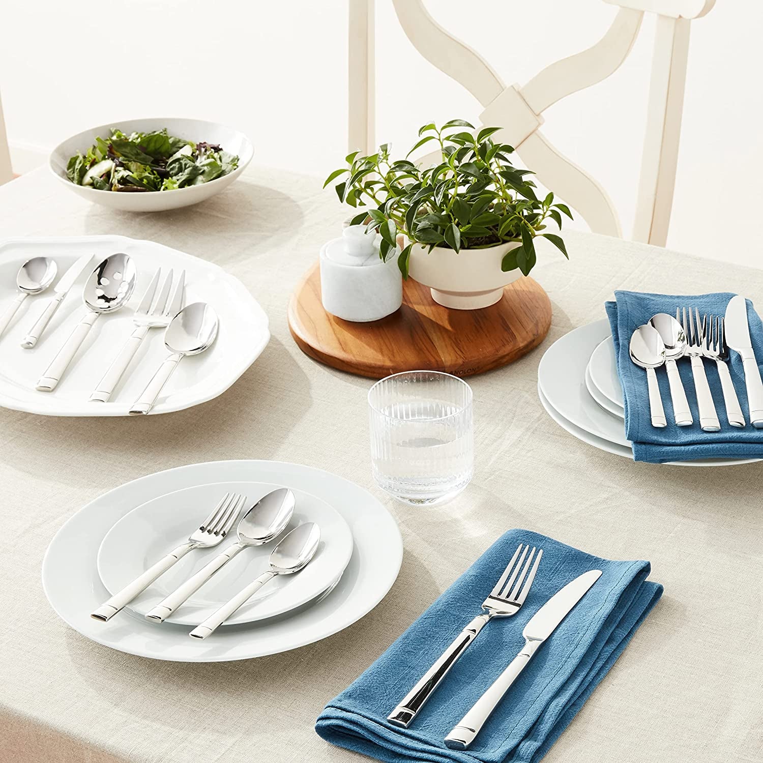 Fair Harbor Flatware Set, 18/10 Stainless Steel, 45-Piece