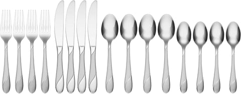 Image of Swirl Sand Piece Flatware Set with Caddy, 16 Count, No Color