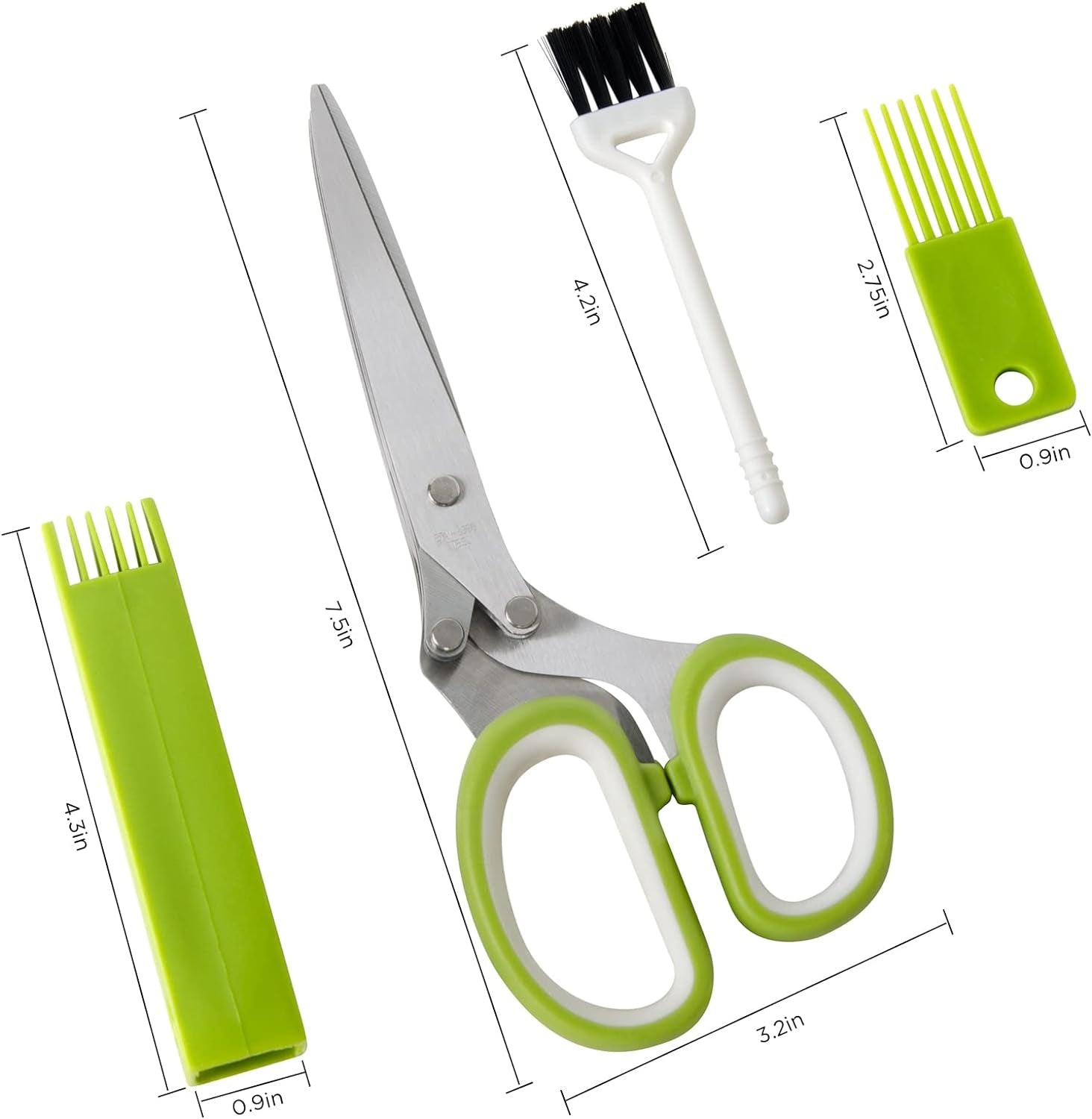 Scissors Herb, Sharp Heavy Scissors for Cutting, Chopping and Cooking Fresh Garden Herbs, 5 Stainless Steel Blades and Stripper, Vanilla Cutter Chopper Garden Kitchen Gadgets