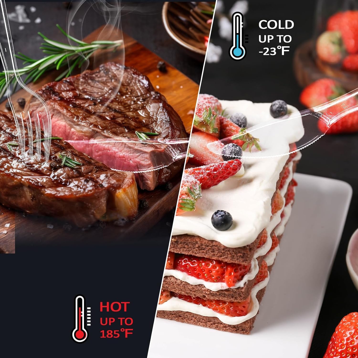 Disposable Knives, 100 Counts Cutlery Set and Disposable Cutlery, Forks Spoons and Knives Set, Safe, Healthy and Non-Toxic for Daily Use and Gathering Parties, Restaurant Kitchen Utensils Set