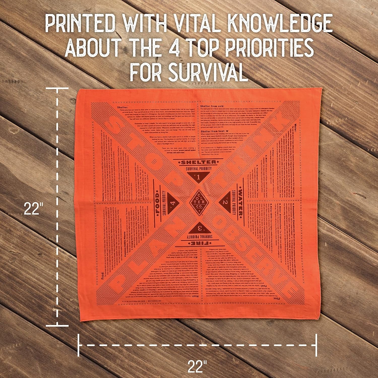Stayin' Alive Reflective Survival Bandana - 100% Cotton & Unique Bandanas - Made in the USA - Orange