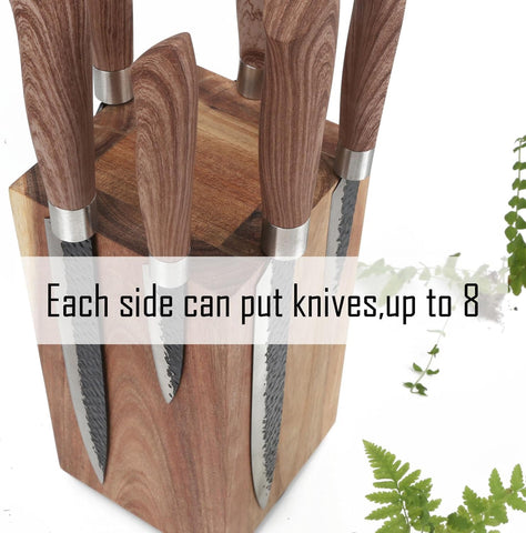 Image of Magnetic Knife Wooden Block 360 Rotatable Knife Holder Rack Magnetic Stands with Strong Enhanced Magnets Kinves Strip