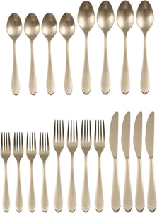 Maraca Champagne Satin 20 Piece Flatware Set, Service for 4, Silver