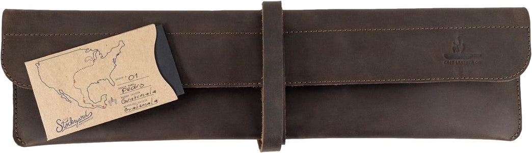 , Single Knife Case Handmade from Full Grain Leather - Bourbon Brown