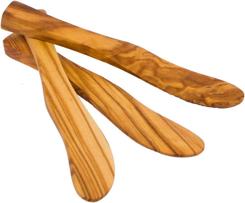 Image of Wooden Spreaders for Kids/Small Butter Knives (Set of 3) Handmade from Olive Wood - Jam/Cheese/Butter Spreaders