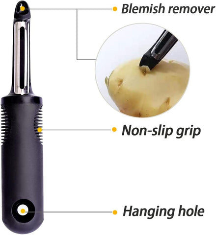 Image of Potato Peeler Vegetable Peeler Apple Peeler Fruit Peeler for Kitchen Peeler Sharp Stainless Steel Swivel Blades Peeler Good Grip Handle Built-In Potato Eye Remover