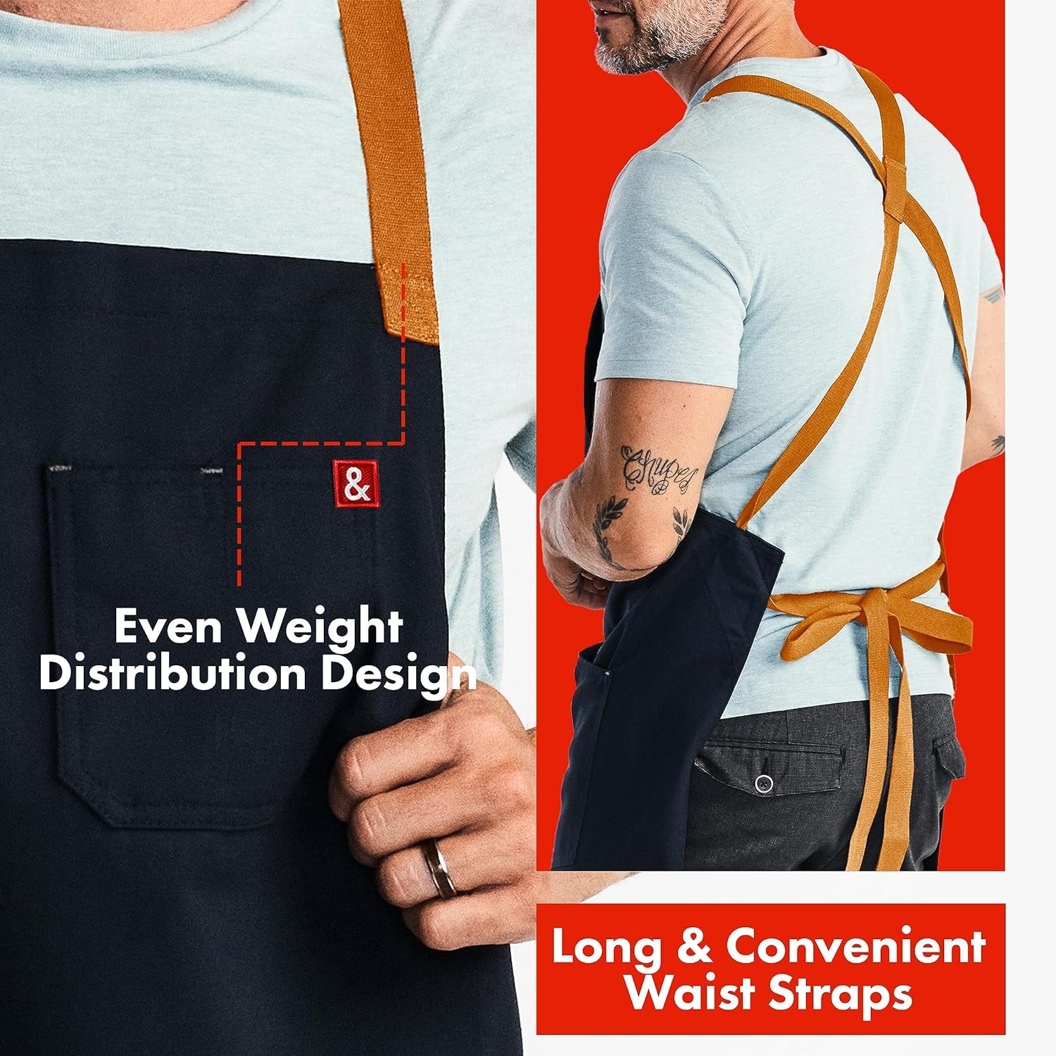 Midnight Blue Crossback Apron - Professional Chef Apron with Pockets and Cross-Back Straps for Cooking & Grilling - Kitchen Aprons for Men & Women - 8Oz 100% Cotton Twill Fabric