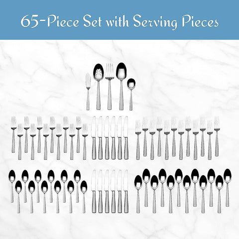 Image of Oliver 18/10 Stainless Steel Flatware Serveware, 65 Piece Set