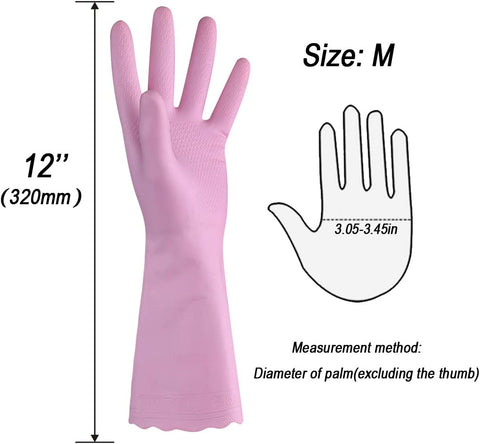 Image of Household Cleaning Gloves - 2 Pairs Reusable Kitchen Dishwashing Gloves with Latex Free, Cotton Lining, Waterproof, Non-Slip, Ideal for Dishes, Household Chores, and Gardening (Medium)