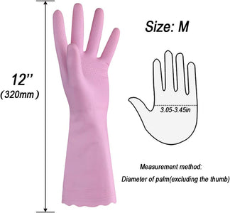 Household Cleaning Gloves - 2 Pairs Reusable Kitchen Dishwashing Gloves with Latex Free, Cotton Lining, Waterproof, Non-Slip, Ideal for Dishes, Household Chores, and Gardening (Medium)