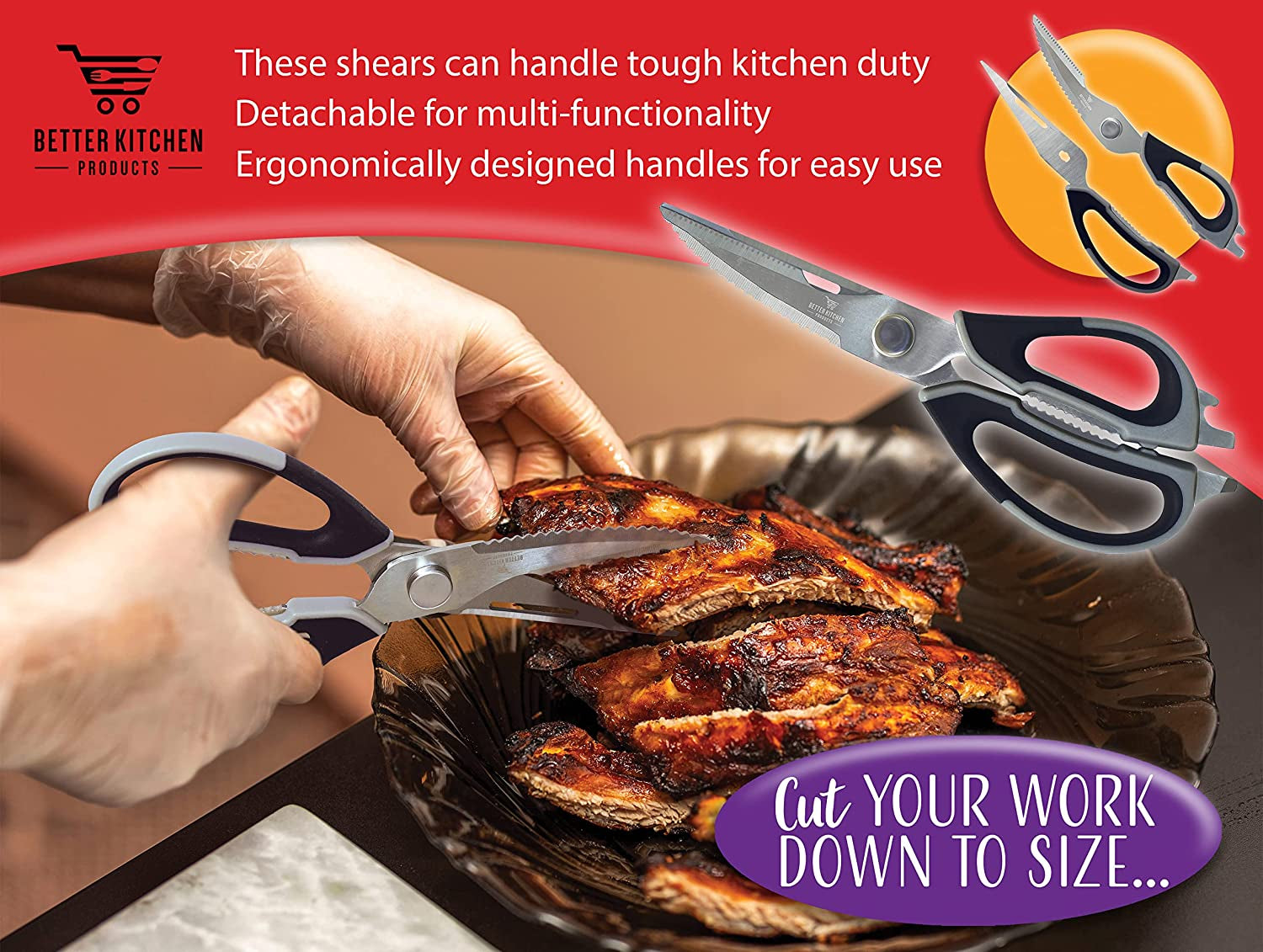 9" Premium Kitchen Shears with Detachable Blades by , Stainless Steel, All Purpose Come Apart Utility Scissors, Heavy Duty Kitchen Scissors, Meat Scissors, Poultry Shears