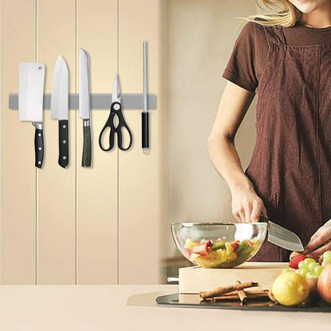 Image of Magnetic Knife Holder for Wall, 2 Pack Knife Magnetic Strip High Quality Stainless Stee, Strong Magnetic Suction No Drilling, Suitable for Household Kitchen Cutter Metal Tools Management (12 Inch)