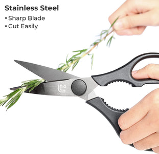 Kitchen Shears Heavy Duty Kitchen Scissors with Magnetic Holder, Dishwasher Safe Scissors All Purpose Come Apart Blade Made with Japanese Steel 4034 for Meat/Vegetables/Bbq/Herbs, Black