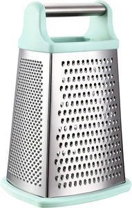 Professional Cheese Grater - Stainless Steel, XL Size, 4 Sides - Perfect Box Grater for Parmesan Cheese, Vegetables, Ginger - Dishwasher Safe - Mint
