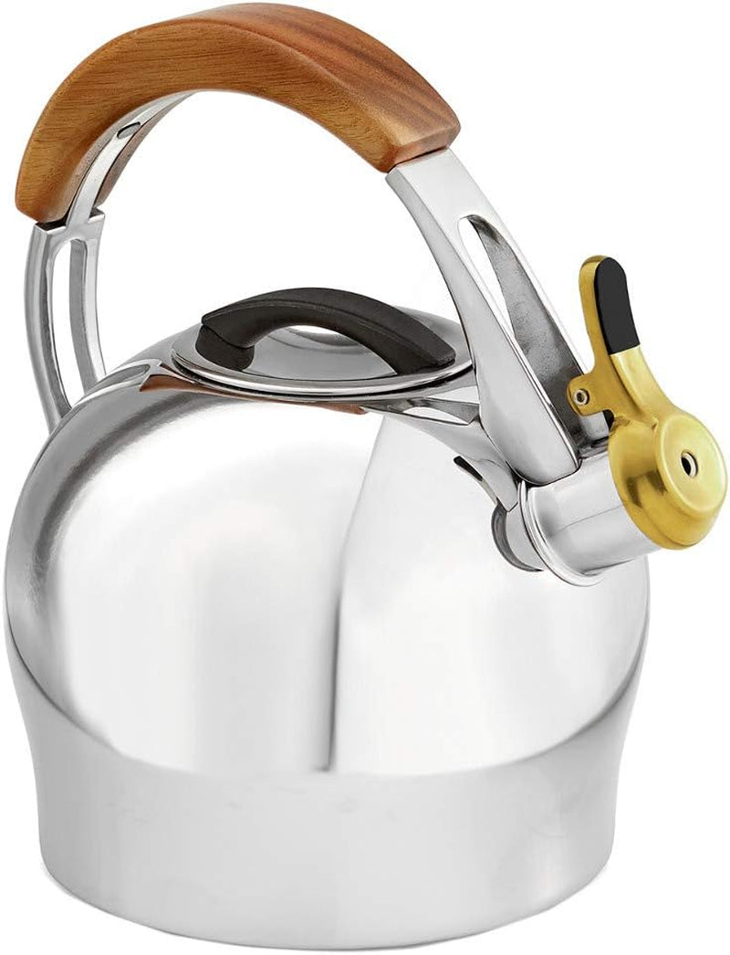 Boon Tea Kettle | Food Grade Stainless Steel and Acacia Wood Heat Resistant Handle Design | Teapot for Stovetop | Whistling Tea Kettle | Cool to the Touch Handle