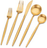 Matte Gold Silverware Set Stainless Steel Satin Finish Flatware Cutlery Set for 4, 20-Piece Spoons and Forks Kitchen Utensil Set, Dishwasher Safe (Matte Gold, 20 P)