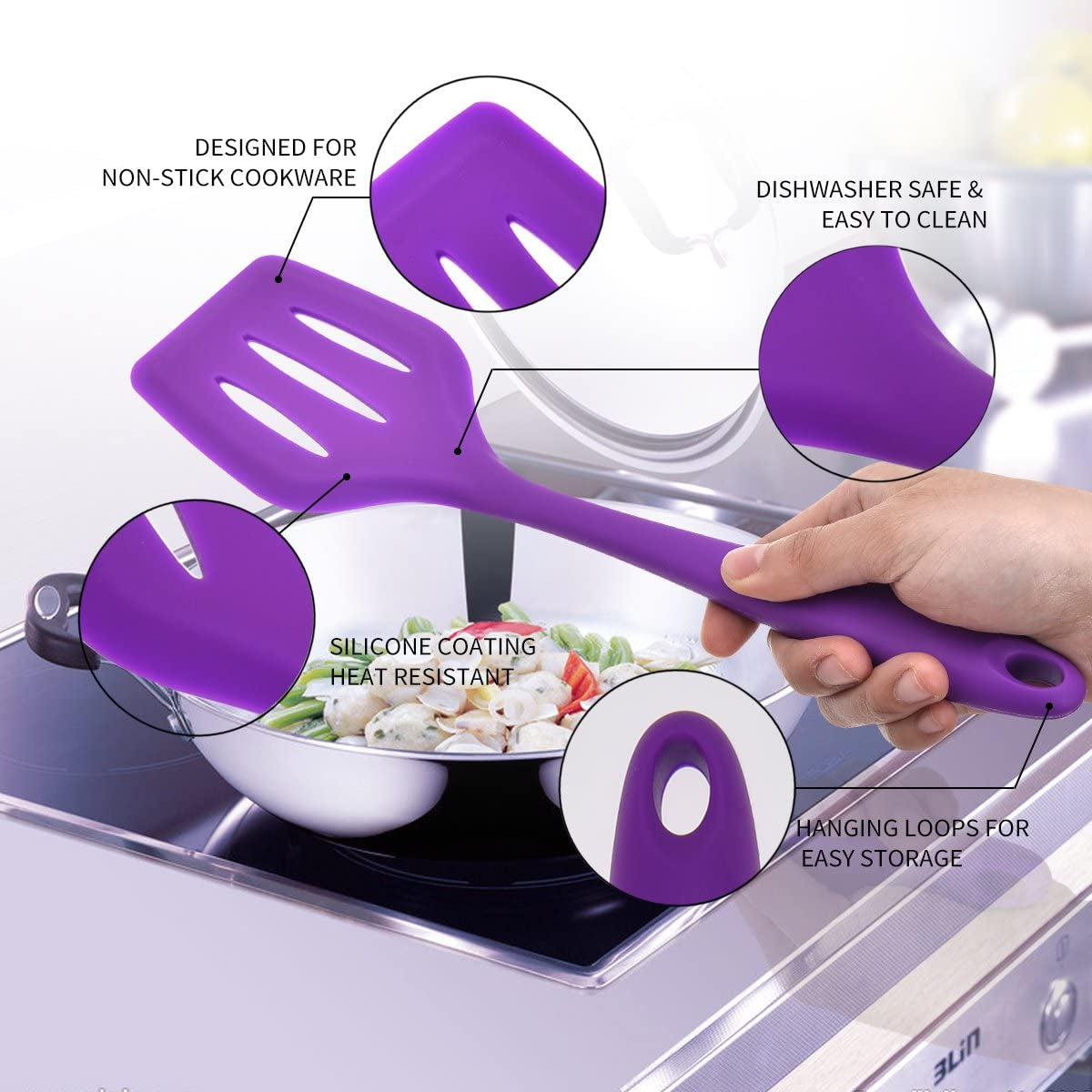 Silicone Kitchen Utensils Set - 10 Pieces Multicolor Silicone Heat Resistant Non-Stick Kitchen Cooking Tools
