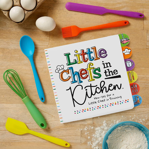 Image of Kids in the Kitchen Oil Brush, Spoon, Whisk, Long, Standard Spatula Silicone Utensil Set, Multicolor