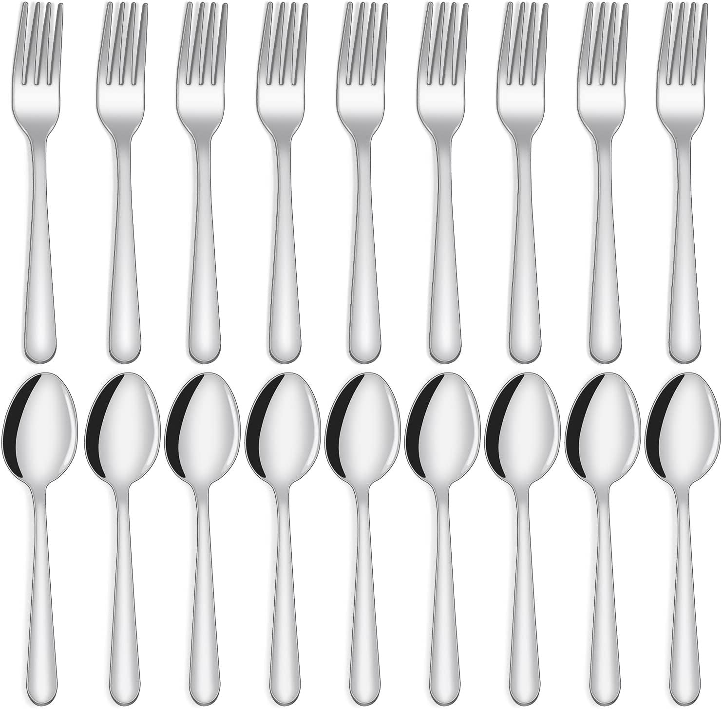 24-Piece Forks and Spoons Silverware Set,  Food Grade Stainless Steel Flatware Cutlery Set for Home, Kitchen and Restaurant, 12 Dinner Forks and 12 Dinner Spoons, Mirror Polished&Dishwasher Safe