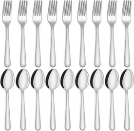 24-Piece Forks and Spoons Silverware Set,  Food Grade Stainless Steel Flatware Cutlery Set for Home, Kitchen and Restaurant, 12 Dinner Forks and 12 Dinner Spoons, Mirror Polished&Dishwasher Safe
