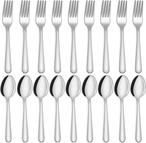 Image of 24-Piece Forks and Spoons Silverware Set,  Food Grade Stainless Steel Flatware Cutlery Set for Home, Kitchen and Restaurant, 12 Dinner Forks and 12 Dinner Spoons, Mirror Polished&Dishwasher Safe