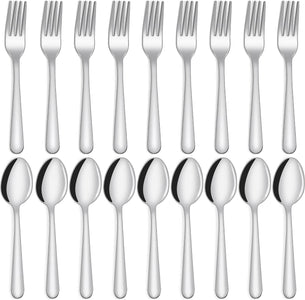 24-Piece Forks and Spoons Silverware Set,  Food Grade Stainless Steel Flatware Cutlery Set for Home, Kitchen and Restaurant, 12 Dinner Forks and 12 Dinner Spoons, Mirror Polished&Dishwasher Safe