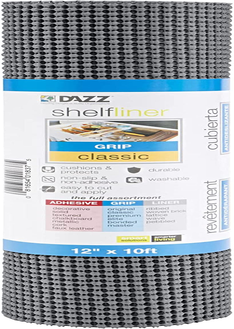 Classic Grip Shelf Liner for Home Organization- Non Adhesive/Slip, Easy Clean - Perfect for Desk, Shelves, Kitchen, Bathroom, Cabinet Protection -Graphite Gray​