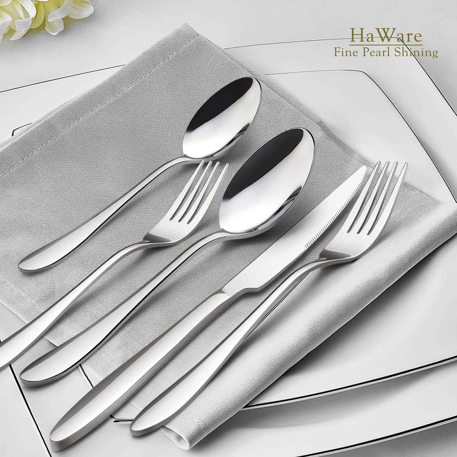 65-Piece Silverware Set with Serving Utensils,  Stainless Steel Flatware Cutlery Set for 12, Fancy Tableware Eating Utensils for Home Kitchen Restaurant Hotel, Mirror Polished, Dishwasher Safe