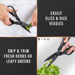 Stainless Steel Blade Kitchen Shears - Black | Strong & Sharp Kitchen Shears | Cooking Scissors | Food Shears | Vegetable Scissors | Poultry Meat & Bone Cutting Scissors | Utility Kitchen Tool