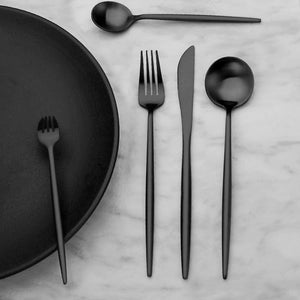 Matte Black Silverware Set, Stainless Steel Satin Finish, Flatware Cutlery Set for 4, 20-Piece Spoons and Forks Kitchen Utensil Set, Dishwasher Safe (Matte Black, 20 P)