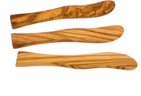 Image of Wooden Spreaders for Kids/Small Butter Knives (Set of 3) Handmade from Olive Wood - Jam/Cheese/Butter Spreaders