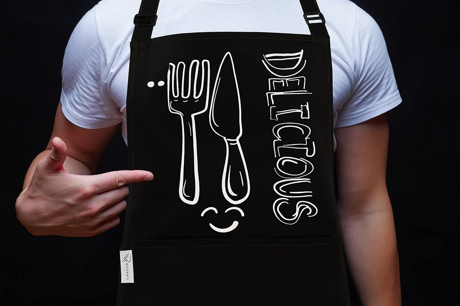 Cotton Enrich Funny Kitchen Apron 1 Pack - Waterdrop Resistant 2 Pockets Workshop Aprons for Women Men Chef XXL Size