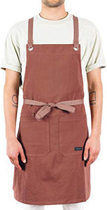 Crossback Kitchen Apron for Cooking - Mens and Womens Professional Chef or Server Bib Apron - Adjustable Crossback Style - Rustic- Midweight Cotton (Terracotta)