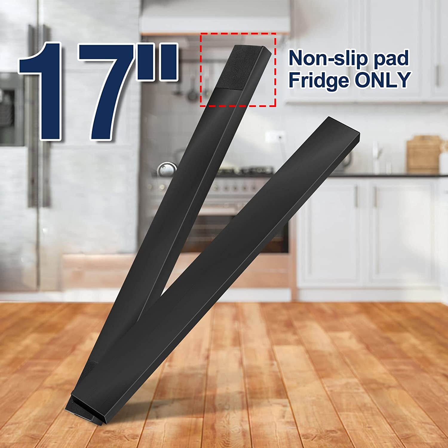 Black Magnetic Knife Strip for Refrigerator - Larger 17 Inch Double Sided Stainless Steel Magnetic Kitchen Knife Holder with Hooks for Wall/Fridge - Strong Knife Strip Magnet/Knife Rack/Knife Bar