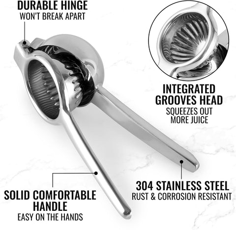 Image of Lemon Squeezer Stainless Steel with Premium Quality Heavy Duty Solid Metal Squeezer Bowl - Large Manual Citrus Press Juicer and Lime Squeezer Stainless Steel - by