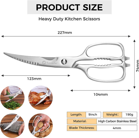 Image of Kitchen Scissors for Food, Kitchen Scissors Heavy Duty Kitchen Shears That Come Apart, 9 Inch Fully Forged Stainless Steel with Curved Blades