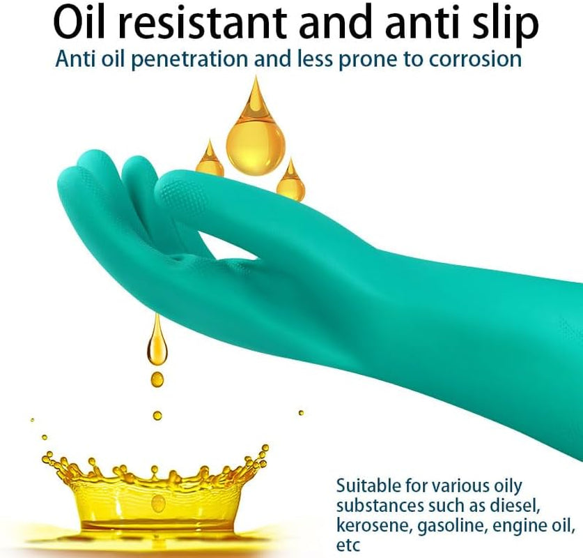 Oil-Proof Dishwashing Gloves,Cotton Liner,Reusable Work Cleaning Gloves,For Kitchen Food Gardening Pet Care 1Pair