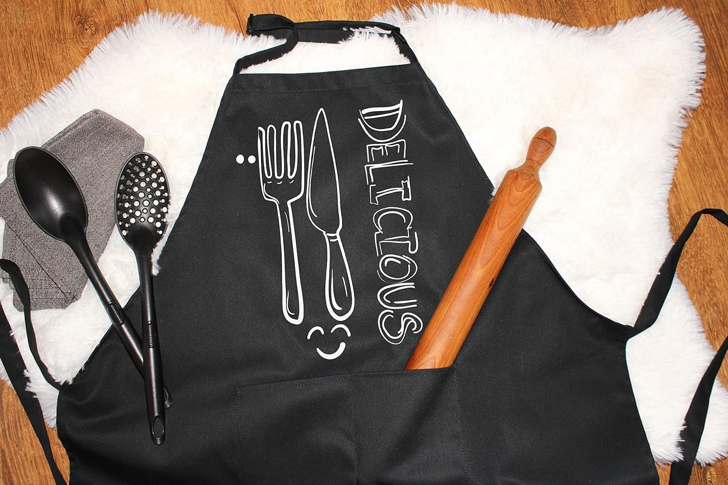 Cotton Enrich Funny Kitchen Apron 1 Pack - Waterdrop Resistant 2 Pockets Workshop Aprons for Women Men Chef XXL Size