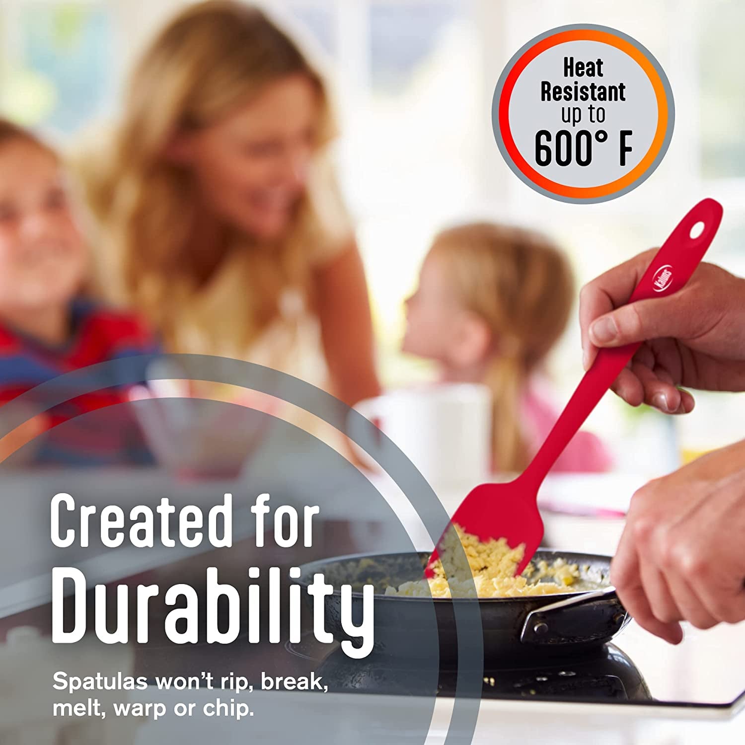 Silicone Spatula Set 5 Pcs Rubber Spatulas Silicone Heat Resistant 600°F, Spatulas for Nonstick Cookware, Seamless Design with Stainless Steel Core, Dishwasher Safe, Bonus Tongs Included